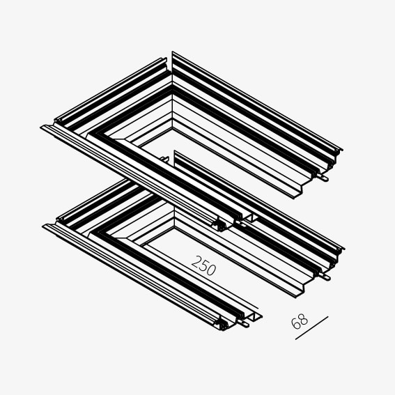 Guide sistema - Coppia di testate telaio L.68mm